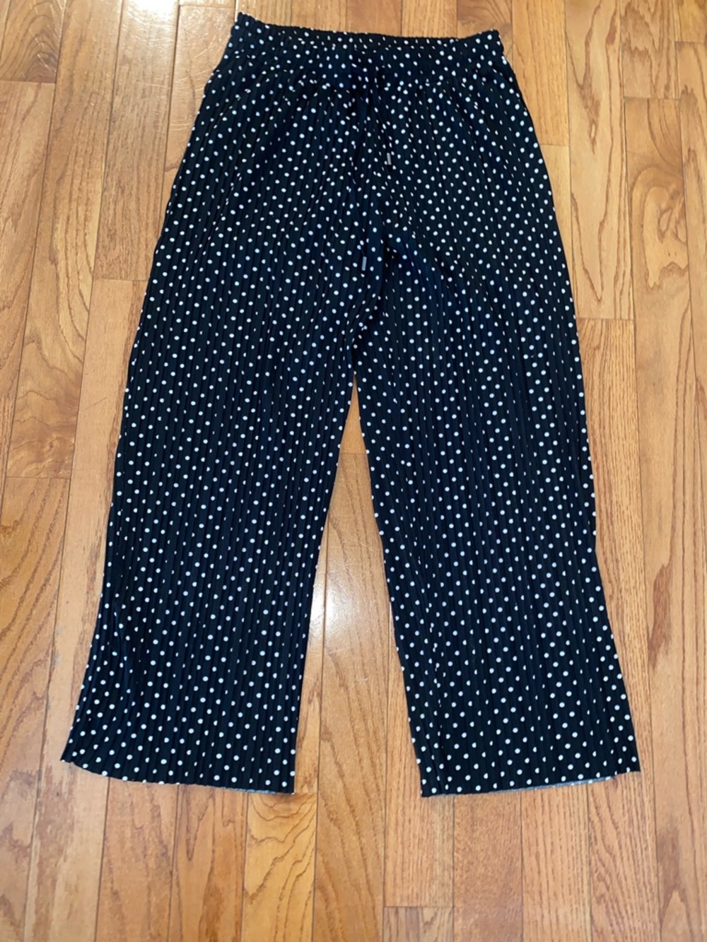 Polka Dot Wide Leg Pants - Black
